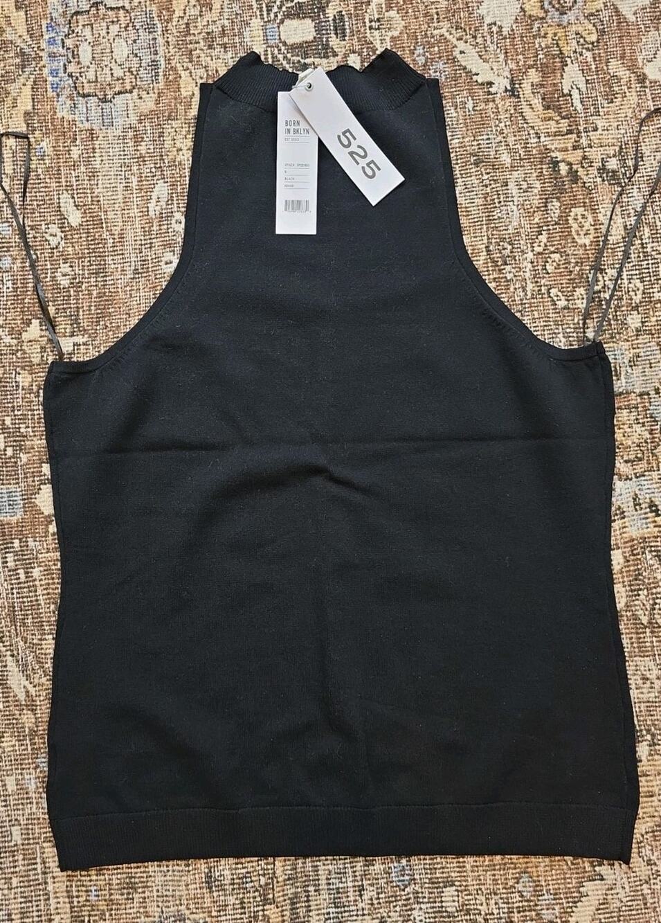 525 America Revolve Black Mock Neck Knit Sweater Tank Sleeveless Nylon NWT M